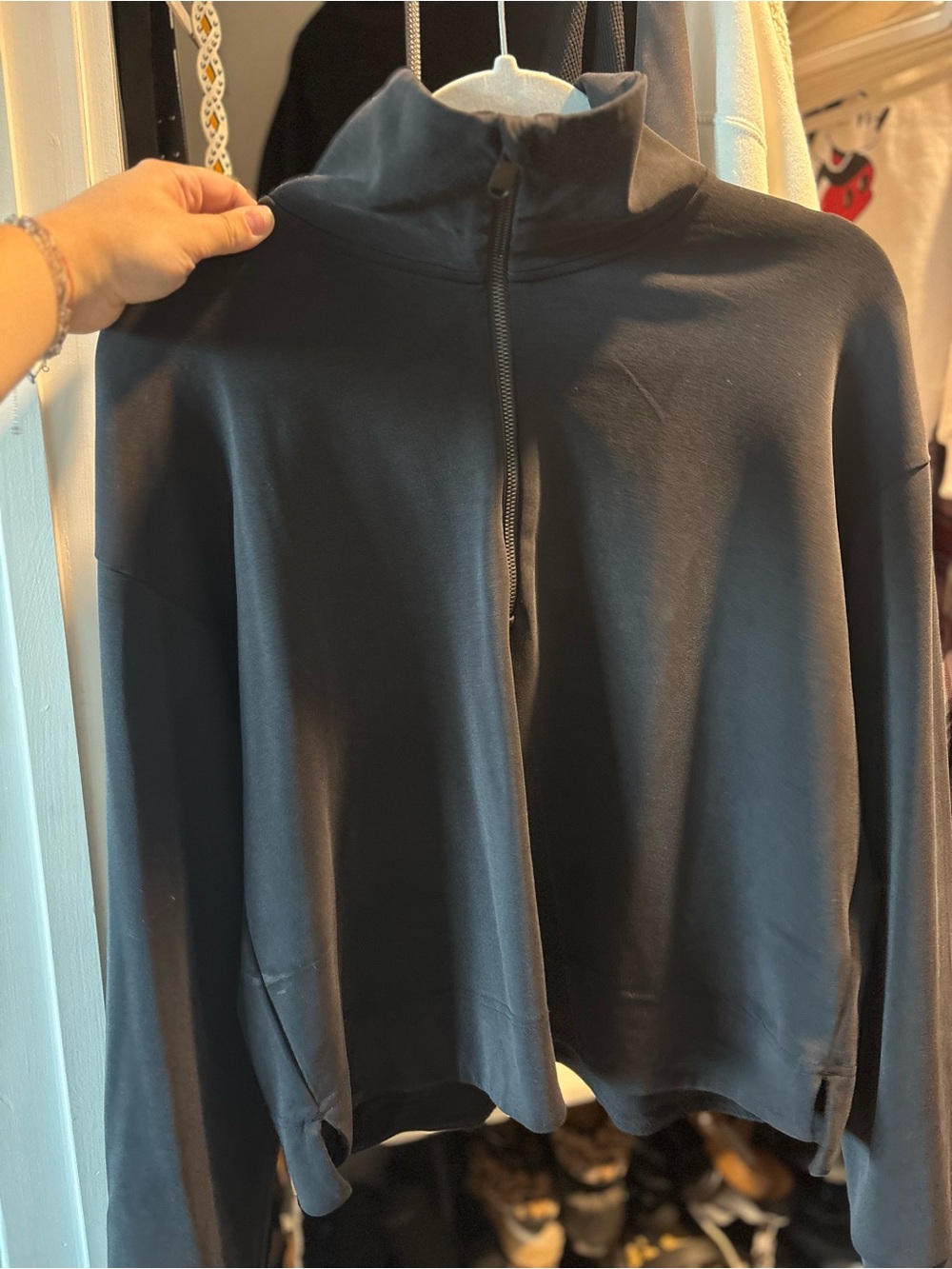 Athleta Seasoft Black Zip-Up High Collar Top